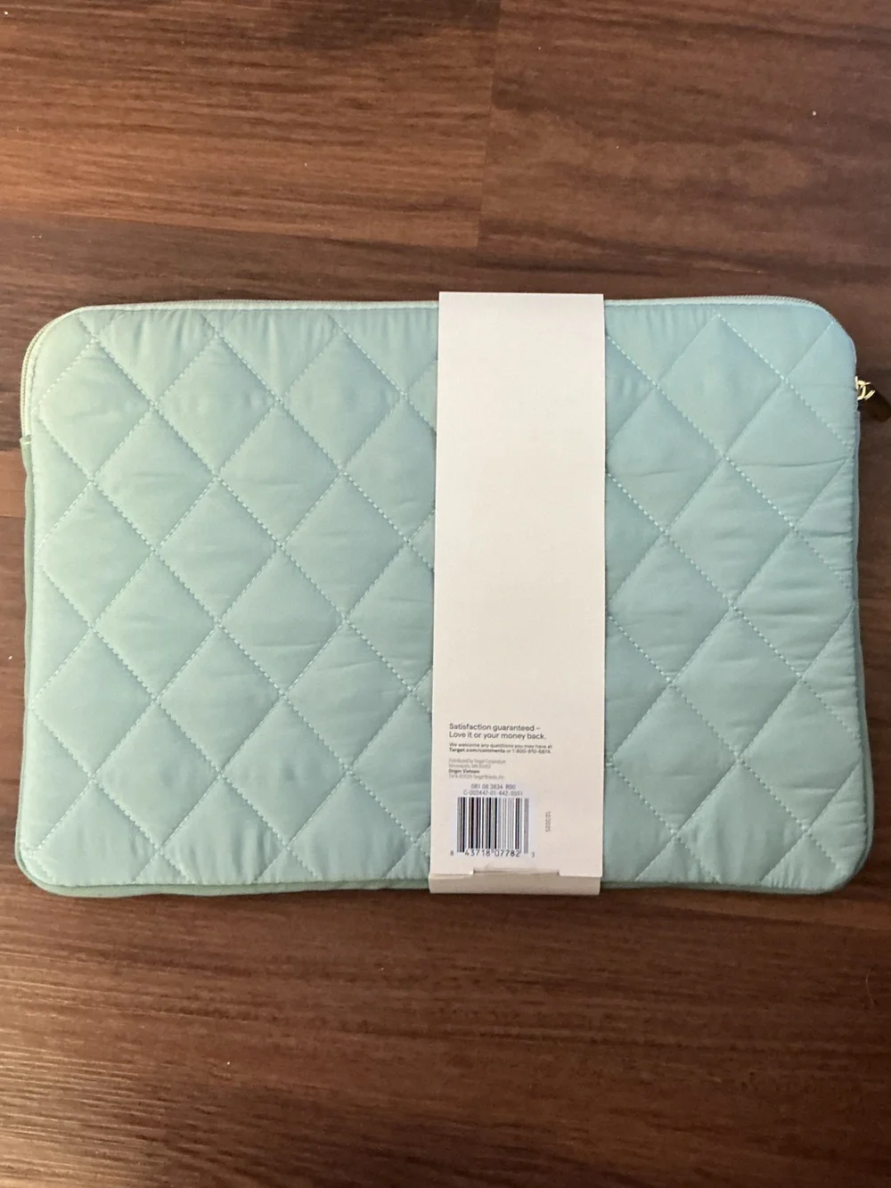 Quilted Light Mint Laptop Sleeve with Front Pouch